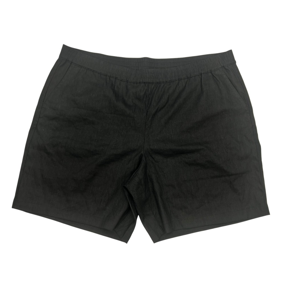 J Jill Linen Blend Black Solid Shorts NWOT Pockets Elastic Waist PetiteXL